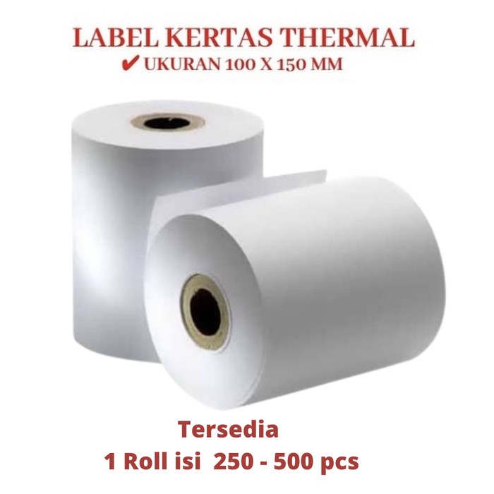 

Kertas Thermal Label Barcode 100 X 150 Mm Isi 500 Kertas Sticker Direct Thermal