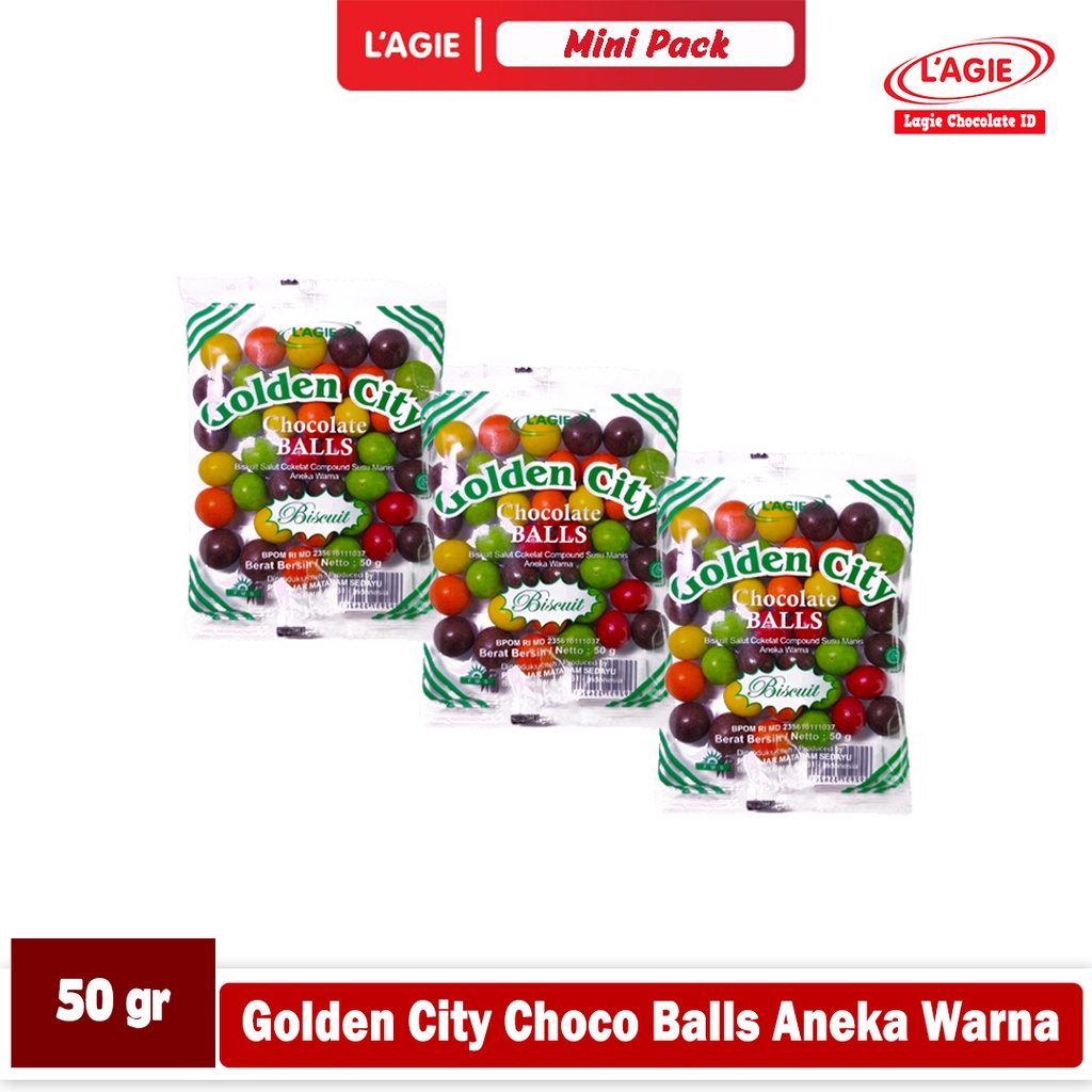 

LAGIE GOLDEN CITY CHOCO BALLS ANEKA WARNA 50GRAM 3 SACHET