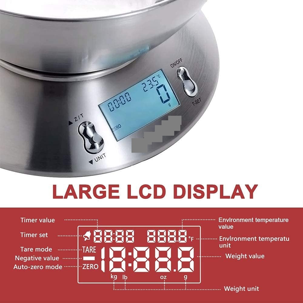 AKN88 - Timbangan Dapur 5 Kg Max - Lengkap Dengan Mangkuk Stainless Steel 1.8L