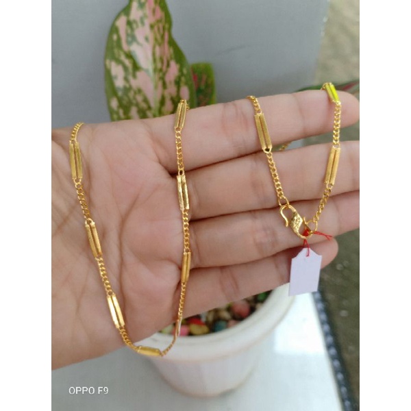 kalung rantai 11 perak lapis emas 22karat