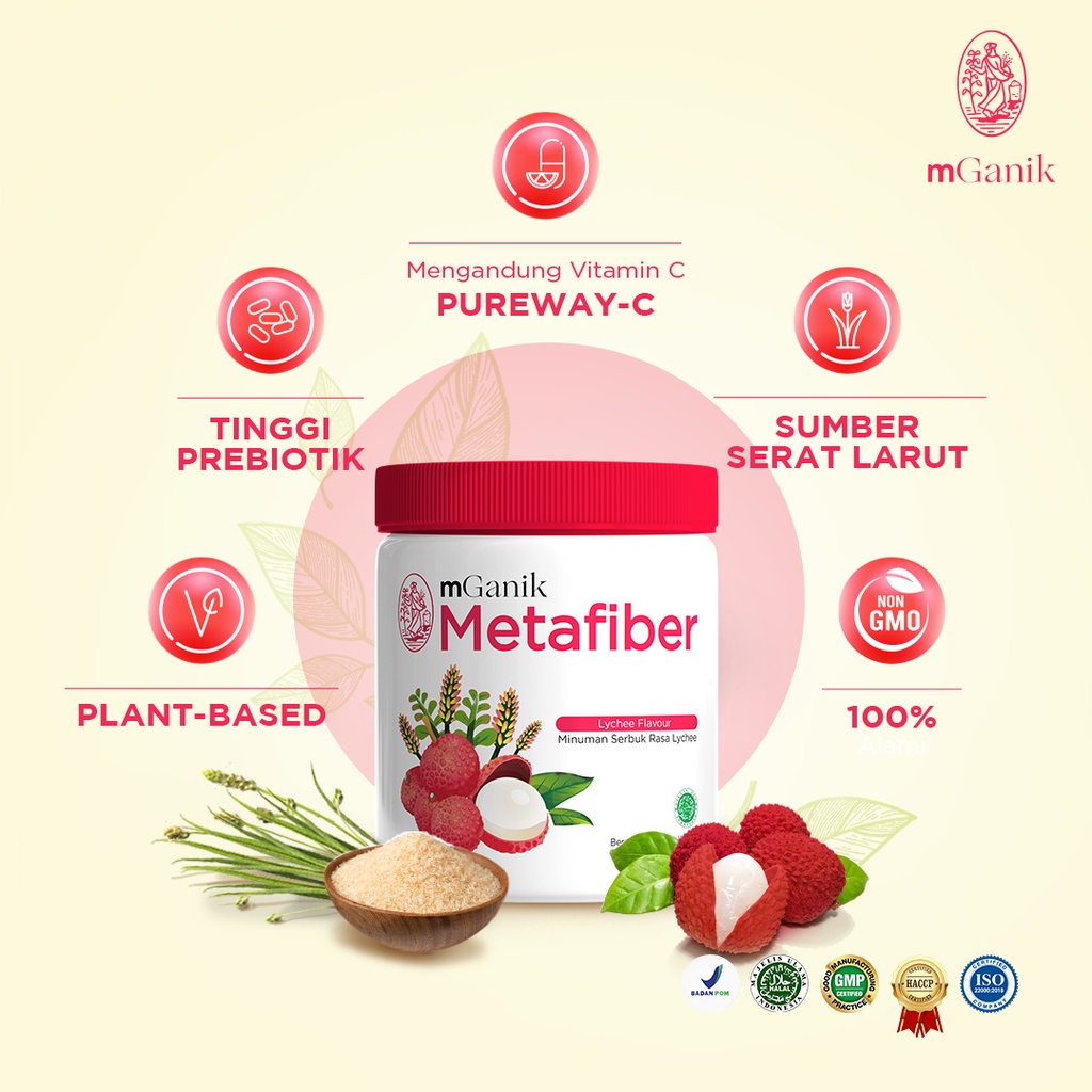 mGanik Metafiber Lychee / Leci | Suplemen Meta Fiber Diabetesi Kolesterol Cegah Lonjakan Gula Darah Sugar Blocker / Original BPOM Halal