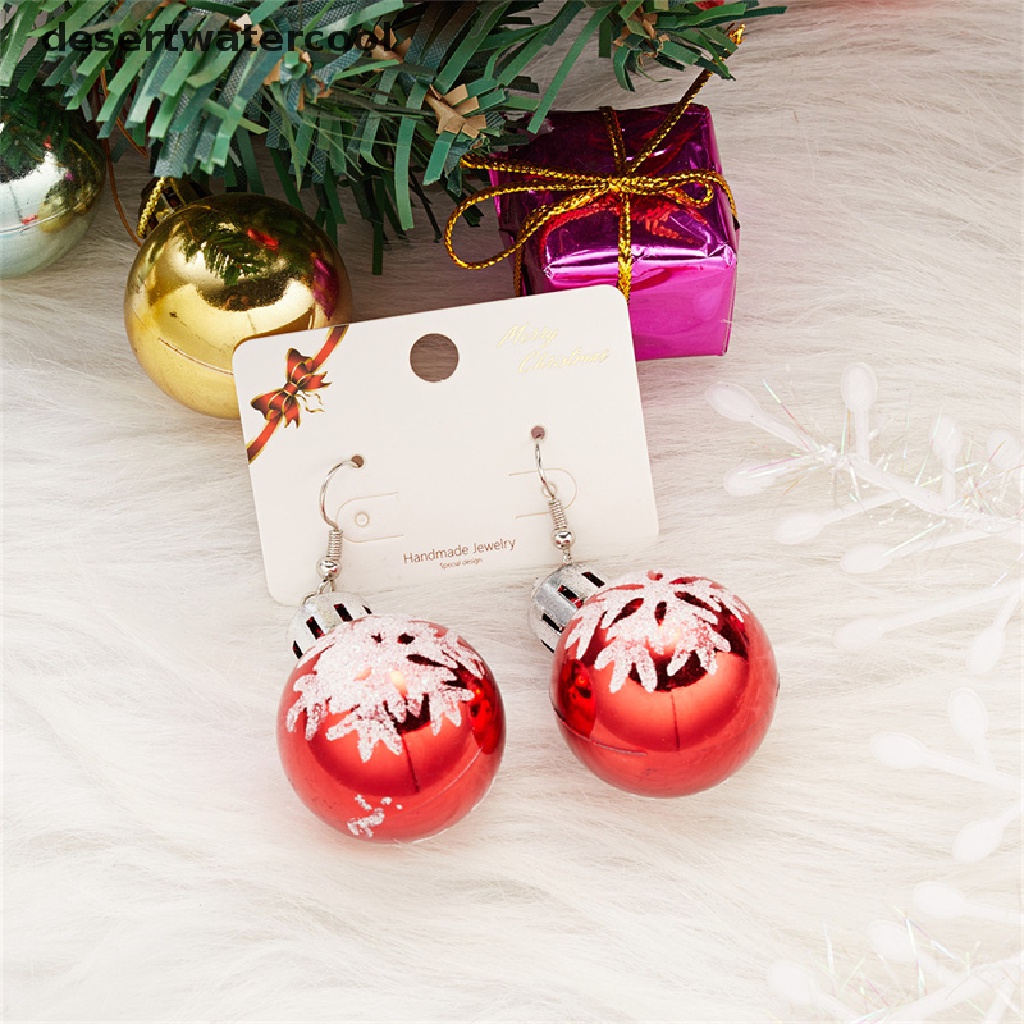 Anting Bentuk Bola Bintang Warna Hijau Merah Bahan Resin Gaya Vintage Untuk Wanita
