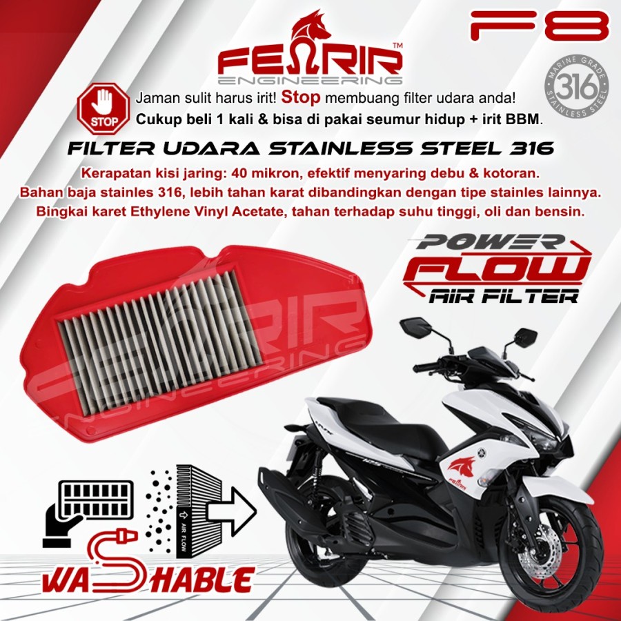 Filter Udara Fenrir Stainless Steel F8-FY2 Aerox Old Lexi