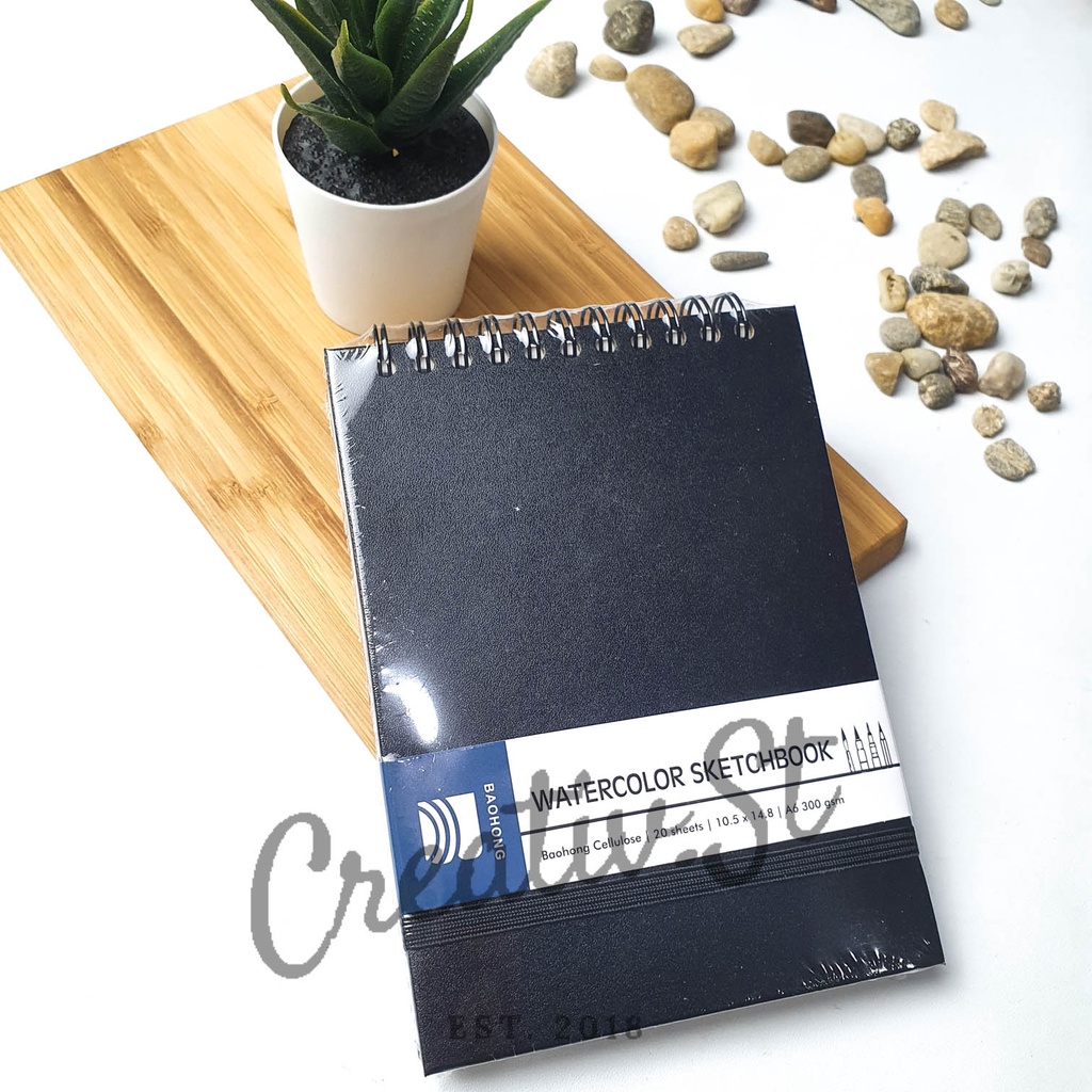 

BAOHONG Watercolor Sketchbook Cellulose Paper 300 Gsm A6 A5 A4 Buku Sketsa Lukis Cat Air