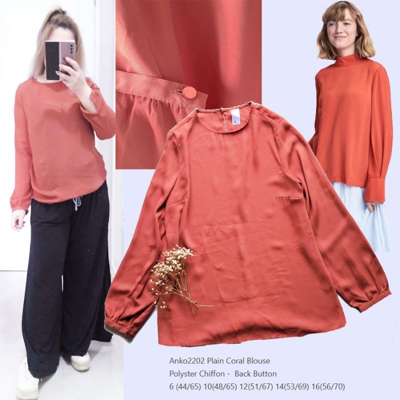 Anko2202 Plain Coral Blouse