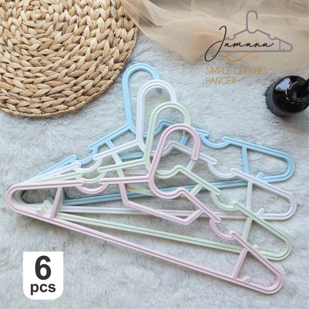 GANTUNGAN HANGER BAJU 6 PCS CLOTHES HANGER GANTUNGAN BAJU CELANA HANGER DEWASA