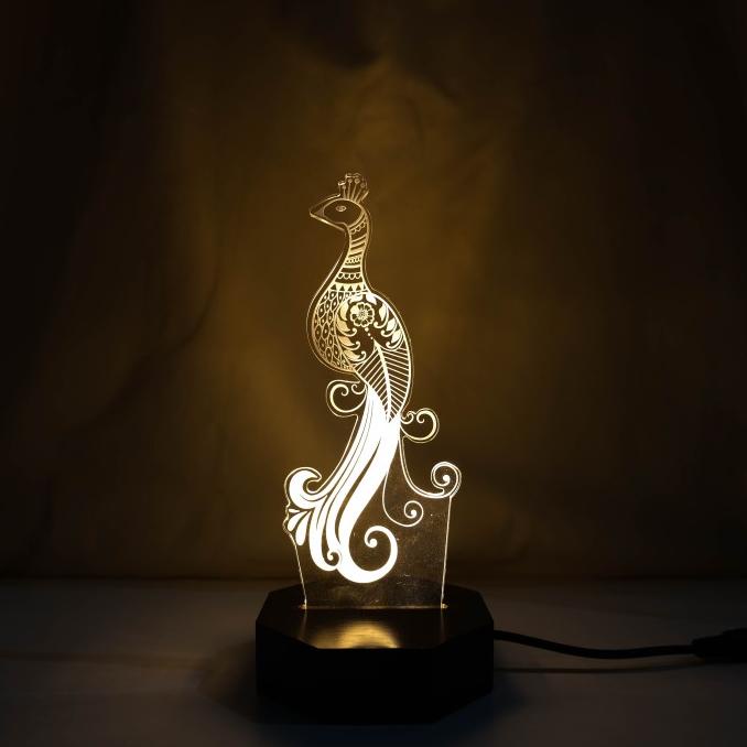 Lampu Akrilik Dekorasi Tidur Burung Merak Bohemian Series Fiolight ready