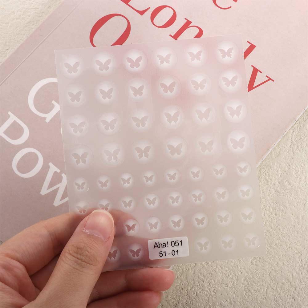 Agustinina Tembus Stiker Kuku Wanita Cinta Hati Perekat Diri Kupu-Kupu Bintang Nail Decals