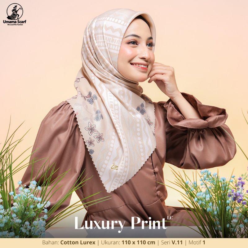 Umama Scarf Hijab Segi Empat Motif Luxury Print LC  Seri.11 Umama Cotton Lurex
