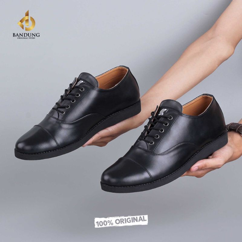 ORIGINAL Sepatu Oxford Pria Full Black ORI - Sepatu Pantofel Pria Bahan Kulit | Sepatu Formal Kantor Kasual Kerja Kuliah | Pantopel Premium