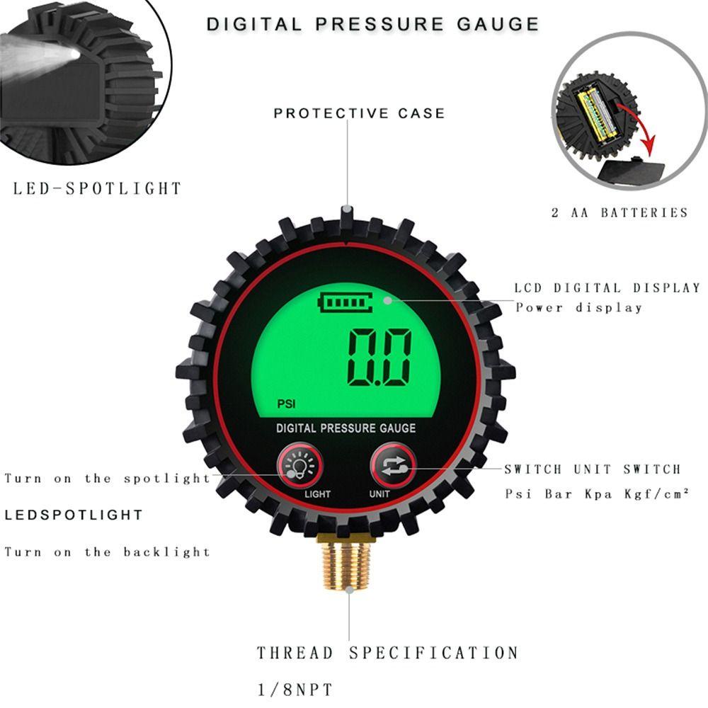 Solighter Digital Tire Pressure Gauge Professional 255PSI M11 1per4 1/8NPT PSI Meter