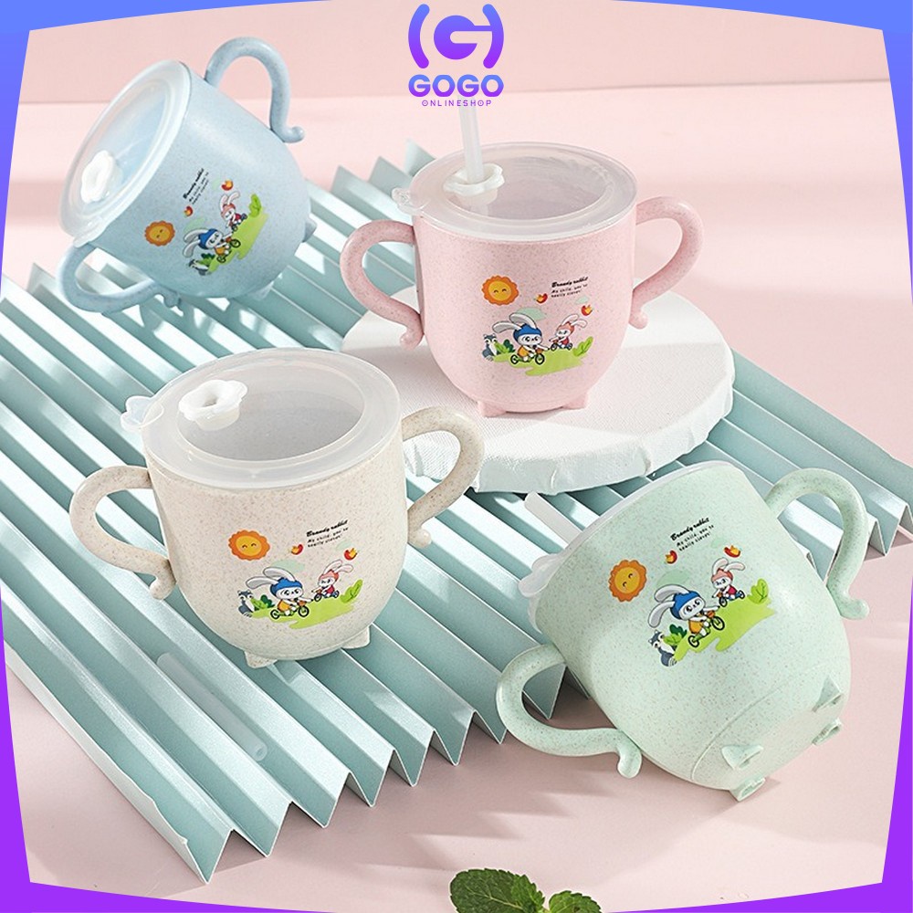 GOGO-C381 C382 Gelas Jerami Mug / Gelas Minum Anak Anti Tumpah Bahan Jerami / Baby Cup / Cangkir Anak Wheat Straw Karakter Kartun