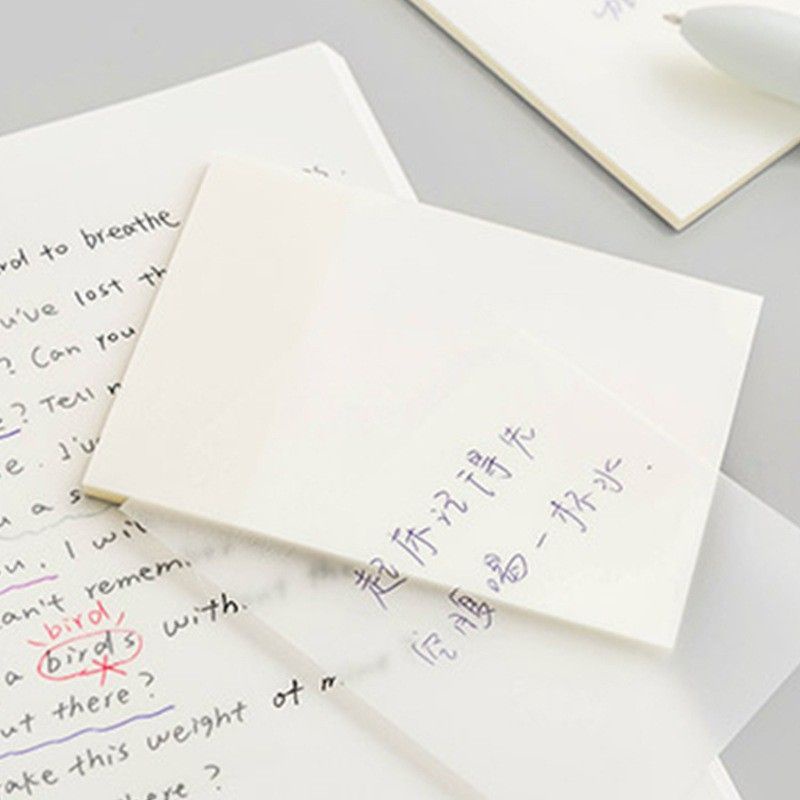 

50 Pcs Sticky Note Transparan Tahan Air Untuk Kantor / Sekolah/ Plastik Dapat Ditulis