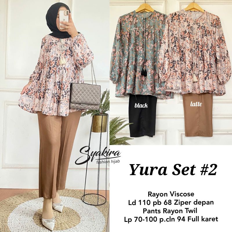 Setelan celana wanita Yura set #2 mat rayon viscose mix rayon twill