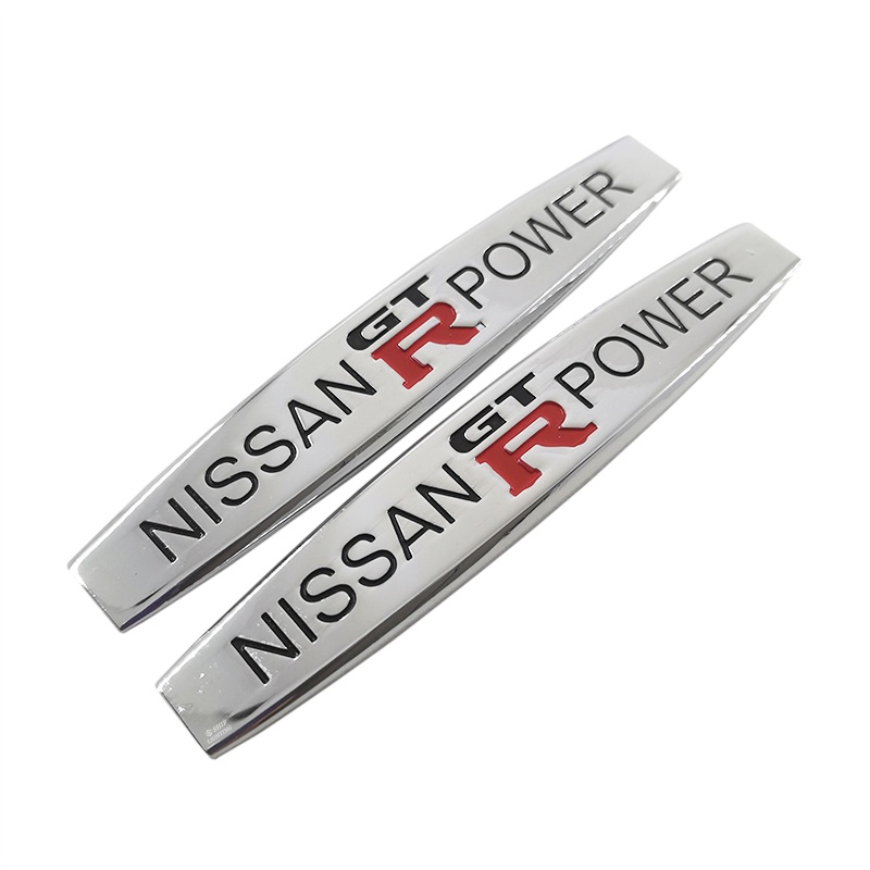 2pcs Stiker Emblem Logo NISSAN POWER GTR Bahan Metal Untuk Dekorasi Mobil NISSAN GTR