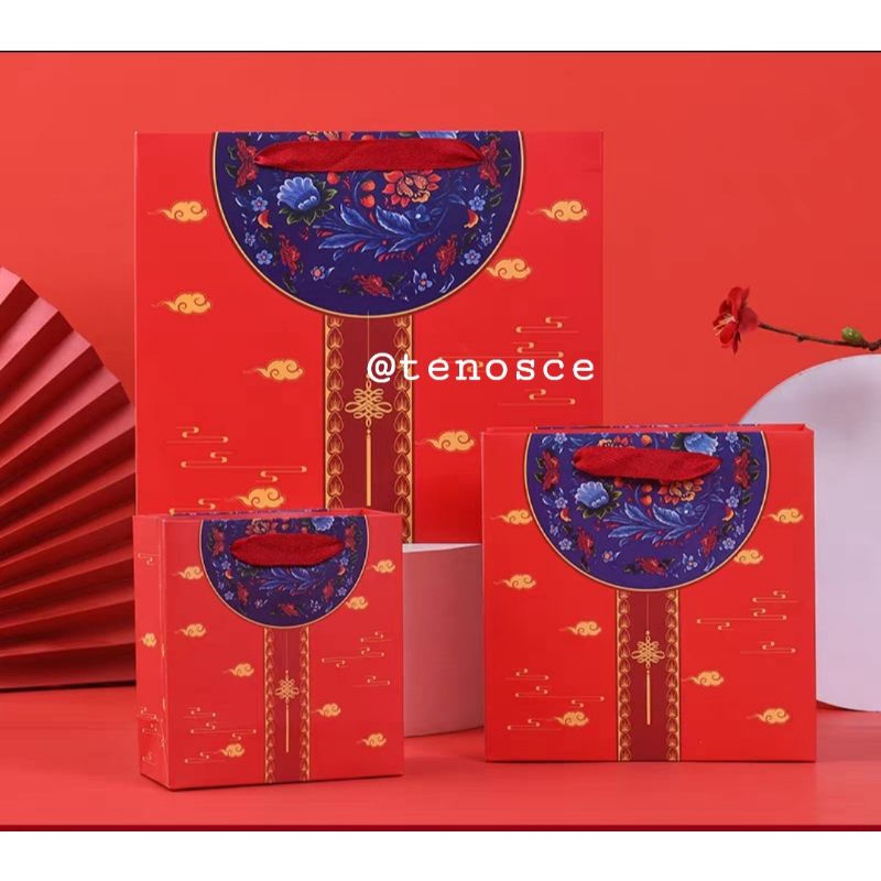 

6pcs Paper Bag XL Tassel 30x12x40cm Hampers Parcel Imlek Mooncake Chinese New Year CNY Konien Sincia Paperbag