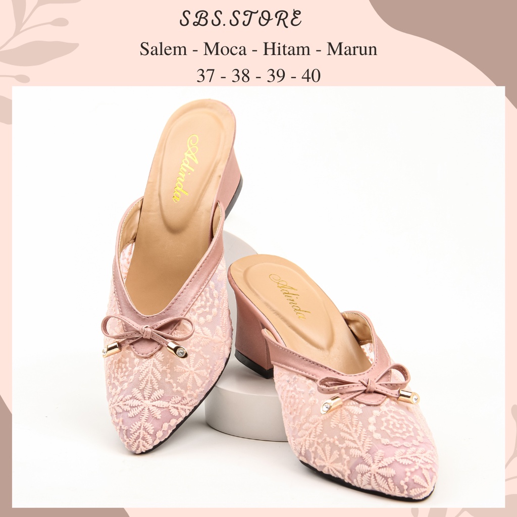 Sandal sepatu balet hak tahu 5cm Bustong Brukat Mewah dan Murah/sandal wanita terbaru/sandal pesta/wedges/high heels