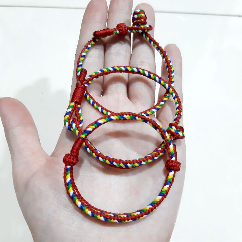 gelang tangan tali tibet merah 5 warna keberuntungan wanita pria