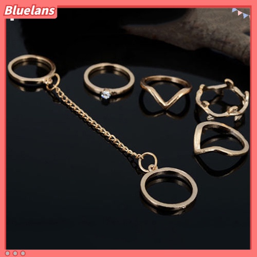 Bluelans 6Pcs Urban Rhinestone Above Knuckle Stacking Band Mid Rings Jewelry