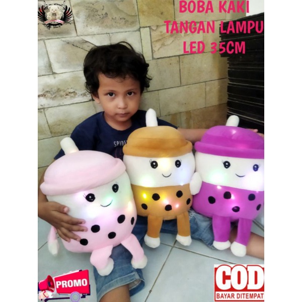 BONEKA BOBA ADA TANGAN DAN KAKI BISA NYALA LAMPU LED UK 35CM