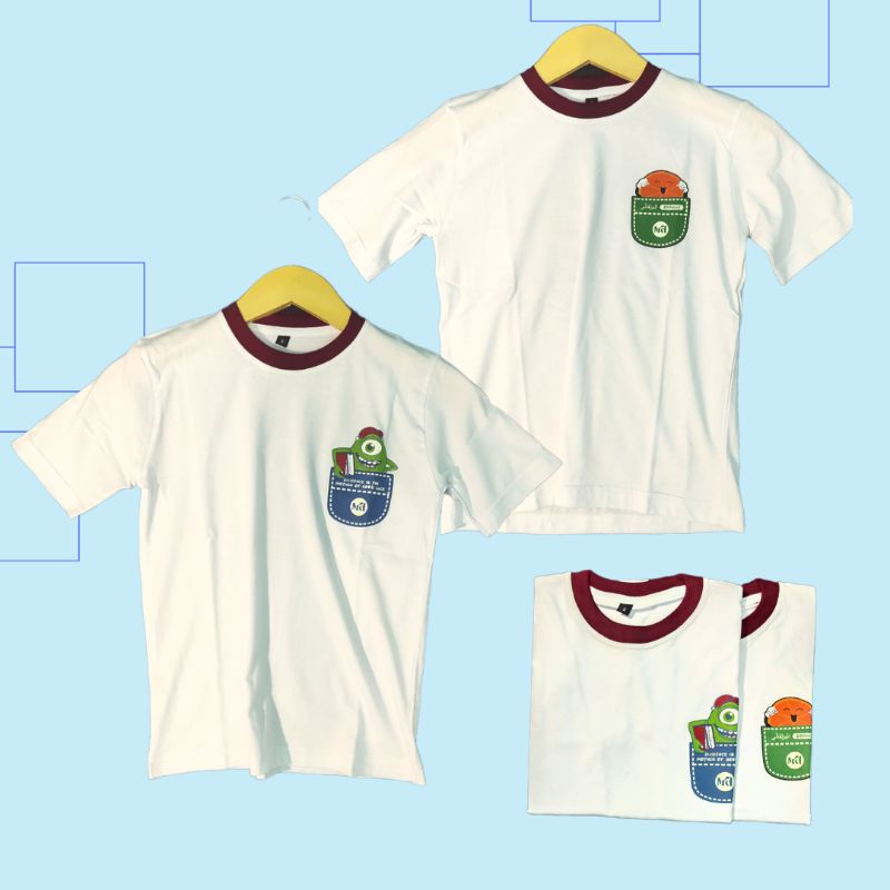 Kaos Main ootd anak perempuan 7 10 12 tahun Baju Santai t shirt laki laki Lengan Pendek Biru Putih B