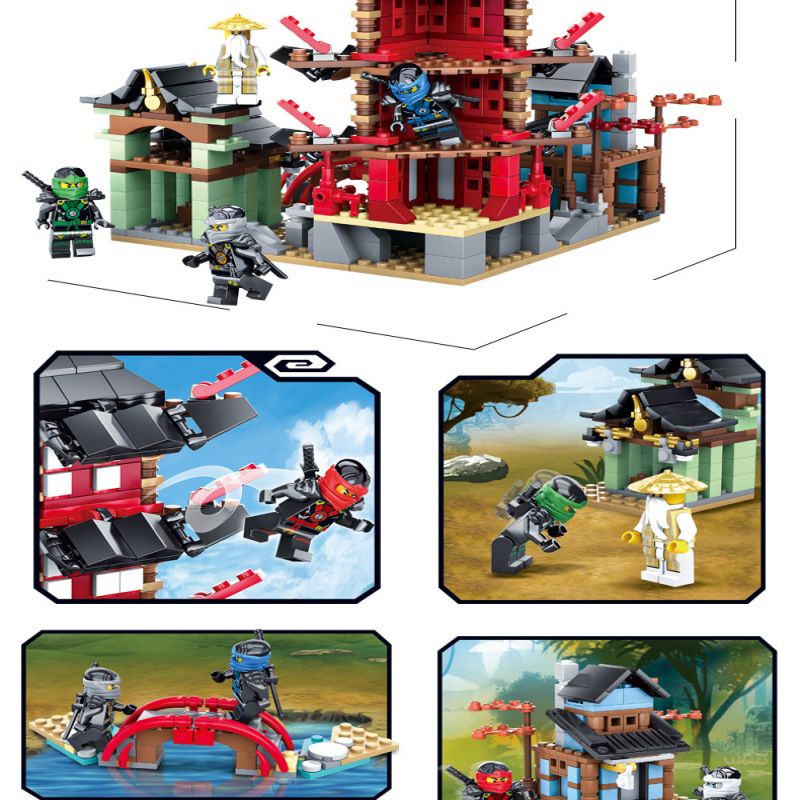 810pcs 6 Figures Mainan Ninjago/Ninja Fire Temple Building Blocks