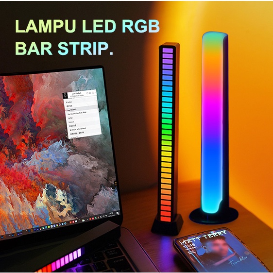 Lampu LED RGB Bar Strip Spectrum Audio Indicator Music Sound Control Lamp Music Atmosphere Light