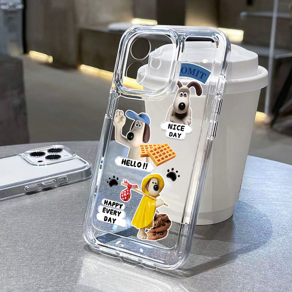 IPHONE Casing Ponsel Luar Angkasa Kompatibel Untuk Iphone14 13 12 11 Pro Max XS Max XR X 14 8 7 Plus Se2020 2022 Anjing Lucu TPU Akrilik Transparan Shockproof Back Cover