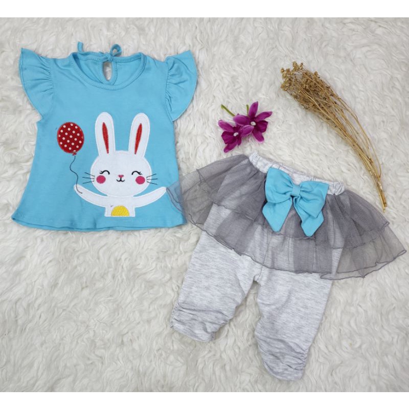 Baju bayi perempuan stelan celana tutu baby girl