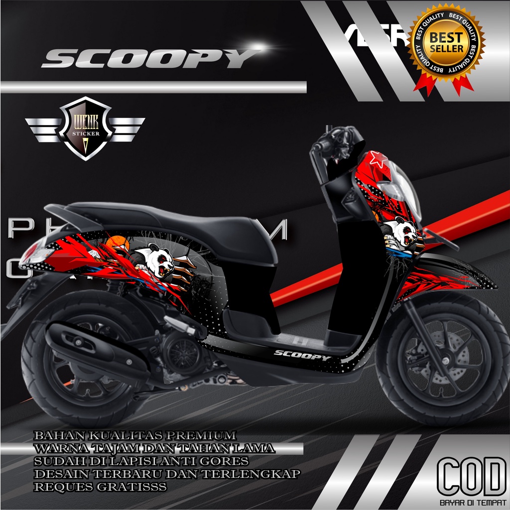 DECAL STICKER SCOOPY KING PANDA, MASTER PANDA, KUNGFU PANDA