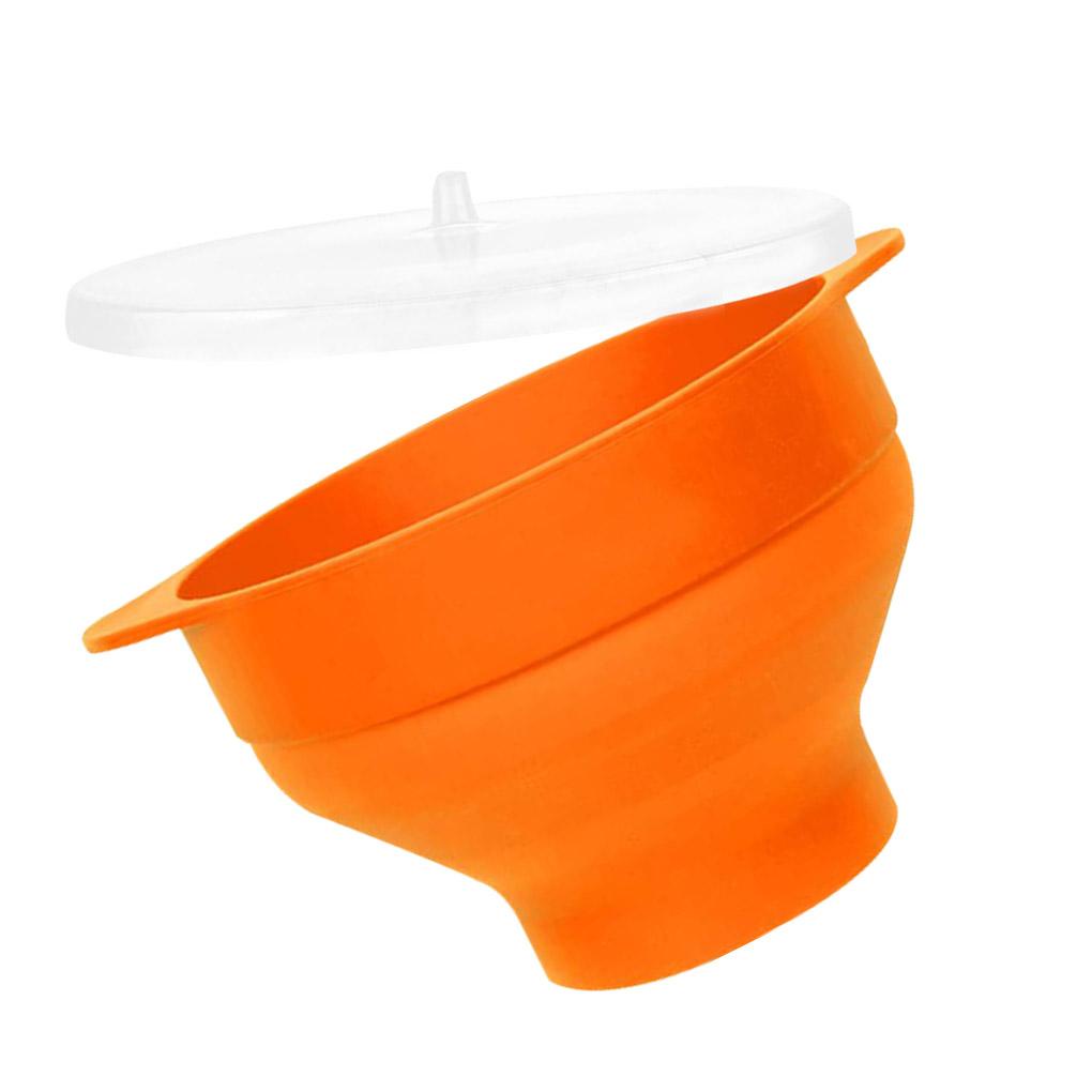 Ember Popcorn Dengan Tutup Pegangan Silicone Bowl Gelas Tahan Lipat Microwave