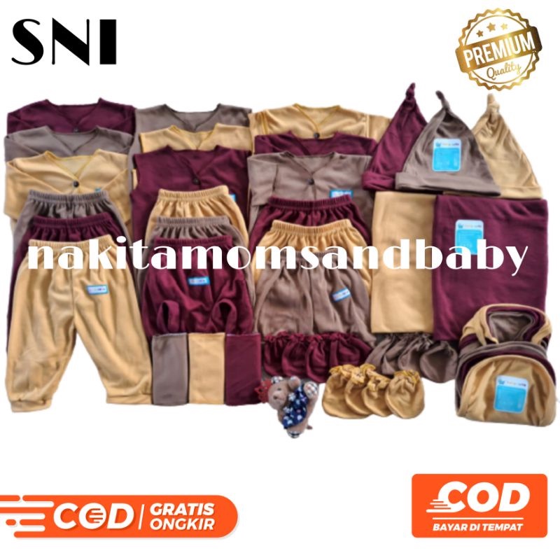 35pcs Paket Hemat Platinum Turkis Perlengkapan baju bayi celana Baru lahir, 3-6 dan 6-12 bulan kado singlet sarung tangan topi jumper bedong gurita sarung tangan  SNI promo 9.9