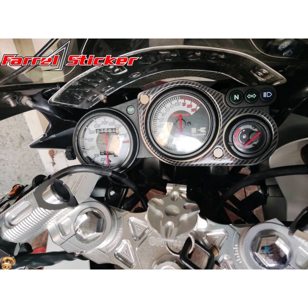 STIKER TIMBUL STICKER CARBON COVER SPIDOMETER SPEEDOMETER NINJA RR