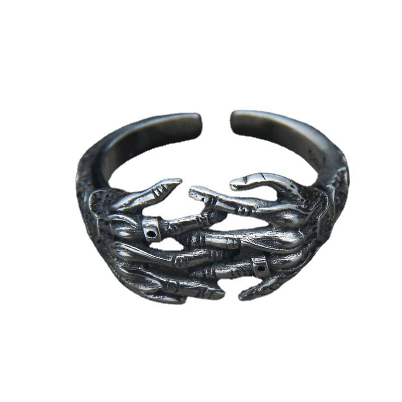 Cincin Model Terbuka Dapat Disesuaikan Desain Power Hand Ten Finger Interlocking Gaya Gothic Punk