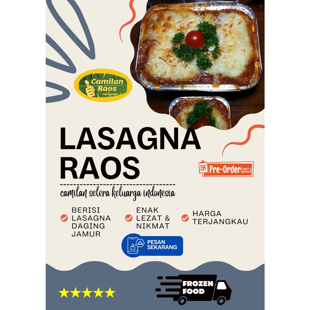 

LASAGNA DAGING (M) / LASAGNA RAOS (M) / LASAGNA PREMIUM (M)