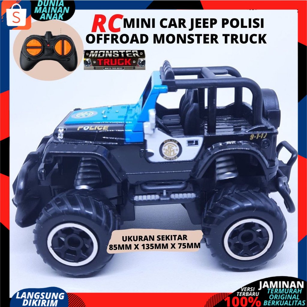 RC Rock Crawler Mobil Remote Kontrol Jeep Off Road Mini Mainan Remote Mobil Polisi Berlampu Kolong