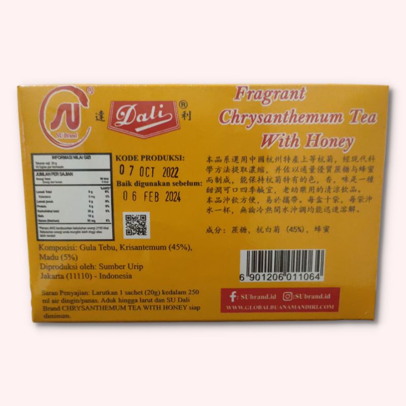 DALI Fragrant Chrysanthemum Tea With Honey Teh Kembang Krisan -200gr ( 10 sachet@20gr )