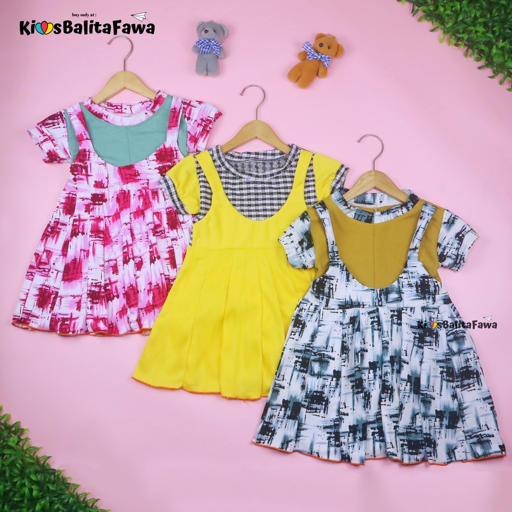 Dress Nagita uk Bayi 3-12 Bulan / Baju Lengan Pendak Anak Perempuan Dres Baby Adem Murah Grosir