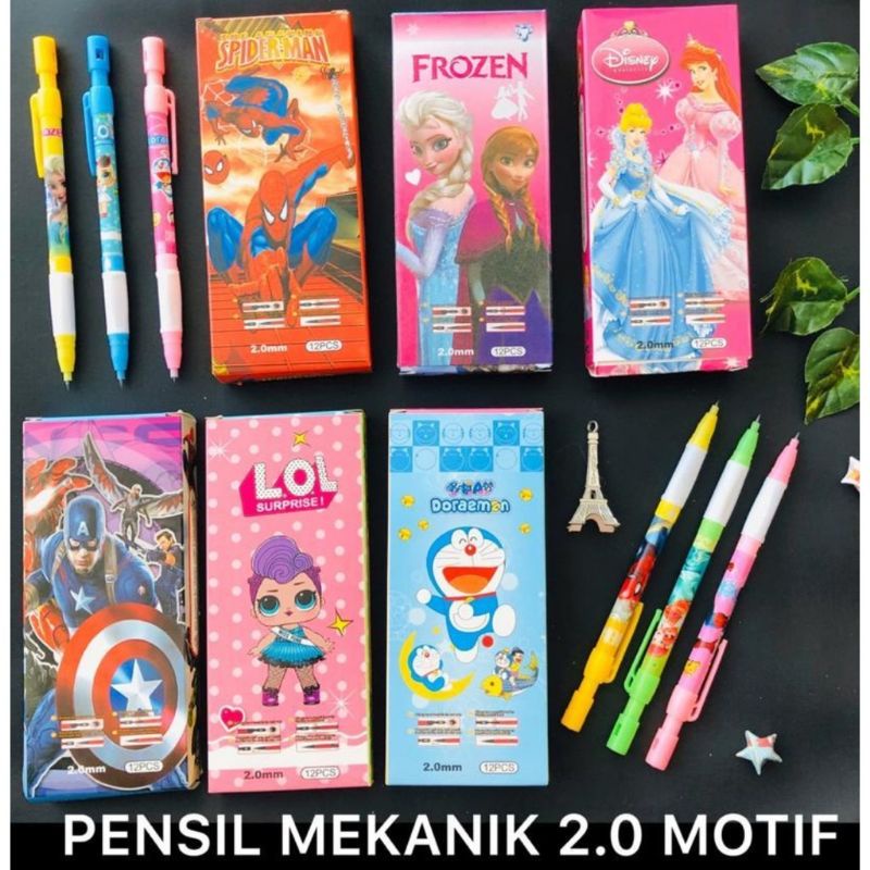 

(12 PCS) Pensil Mekanik Fancy - Mechanical Pencil Disney 2.0 mm - Pensil Mekanik Korea Series