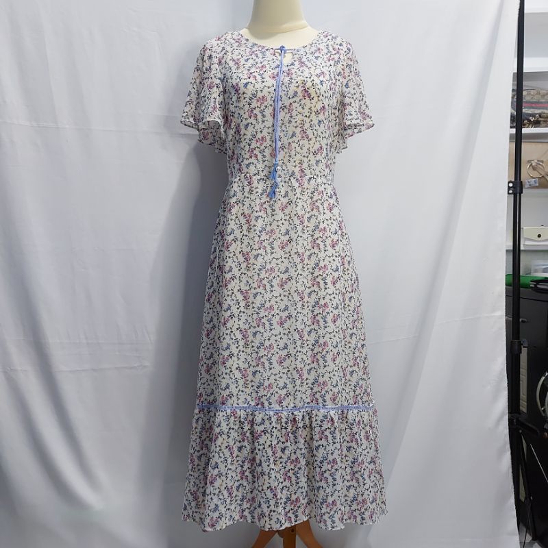 PL Long Dress Sifon Bunga Bunga