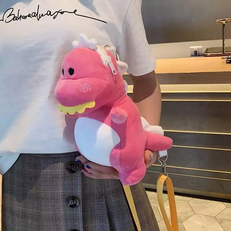 Tas Selempang Boneka Viral Tas Boneka Lucu Lembut Karakter Baby Dinosaurus T-Rex Murah SNI