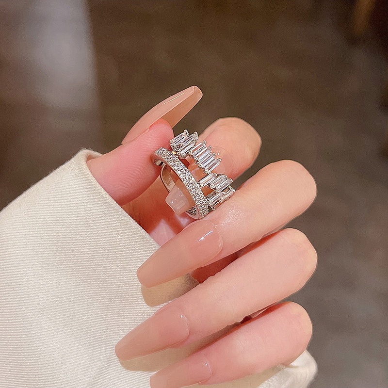 Cincin Jari Telunjuk Model Lapis Ganda Bahan Zirkon Dapat Disesuaikan