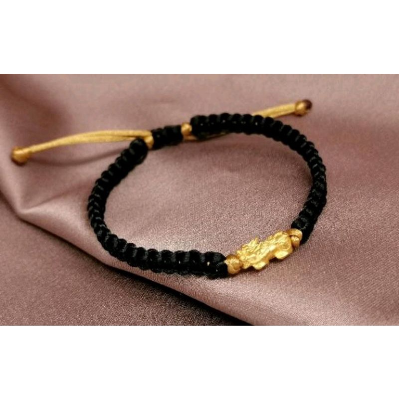 Gelang Charm Jilin / Pixiu / Naga Dragon Emas kadar 24k HK Hongkong 999.9% 9999 & Gelang Tali Serut