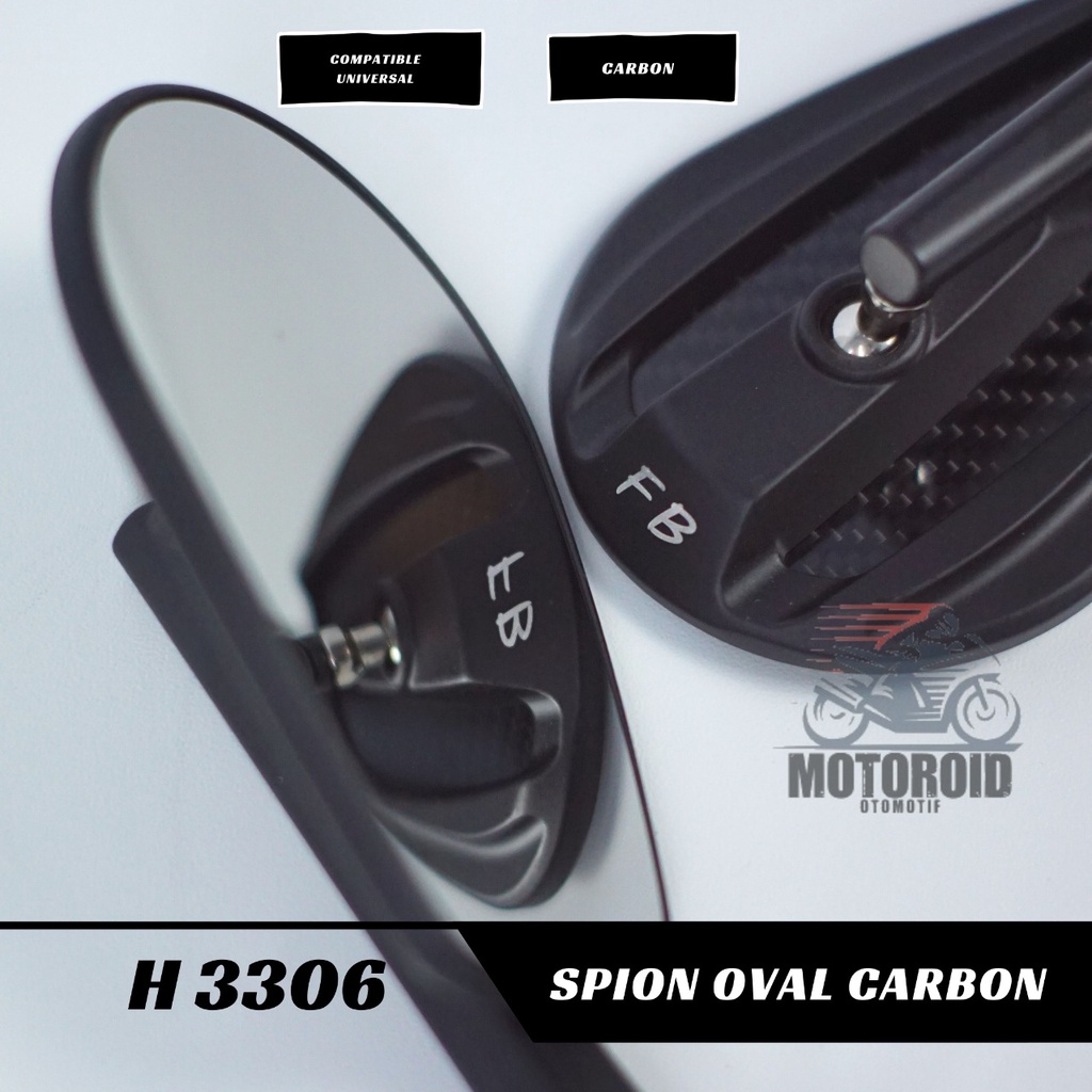 KACA SPION MOTOR MODEL OVAL CARBON FULL CNC ALUMINIUM REAR MIRROR OVAL CARBON MODEL SEPION OVAL CARBON UNIVERSAL