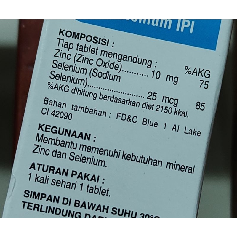 Vitamin IPI Mineral Zinc Plus Selenium Isi 45 Tablet / Daya Tahan Tubuh / Mempercepat Penyembuhan Sakit / Mengurangi Peradangan Jerawat