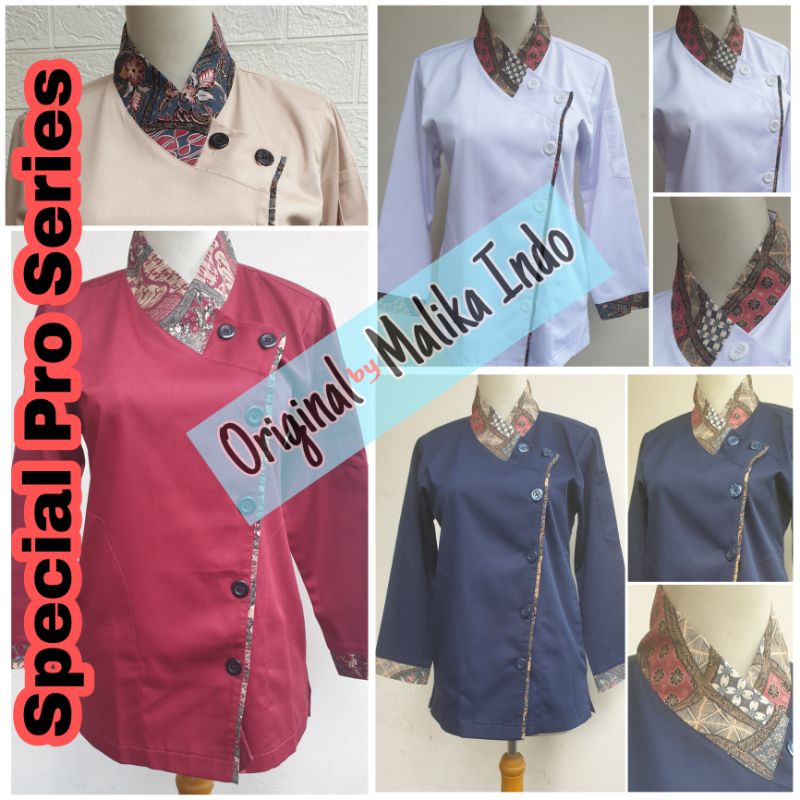 Jual Pro Series Baju Chef Wanita Kombinasi Batik Seragam Hotel Resto