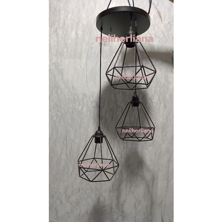 Lampu gantung bulat putih  1 set 3in1