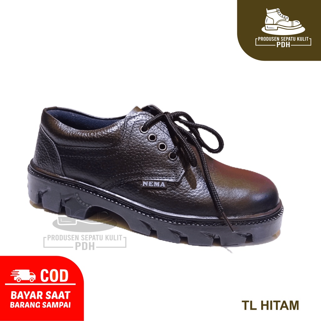NOTIS - SEPATU SAFETY TALI SELOP SLIP ON KULIT ASLI SEPATU SAFETY PRIA WANITA UNISEX WORK SAFETY SHOES CEWEK SOL KARET SEPATU SEFTY PENDEK SEPATU SAFETY CEWEK