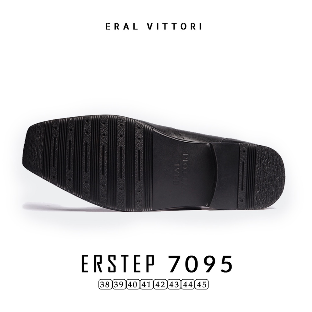 Eral Vittori - Erstep 7095 Sepatu Kantor Pria  Kulit Pantofel Hitam Formal