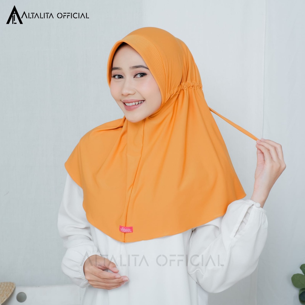 Altalita - Jilbab Bergo Instan Serut Jokowi Menutup Dada pet Antem Polos Bahan Jersey Premium Cocok untuk Sekolah Olahraga Volly Futsal Senam dan Sehari-hari